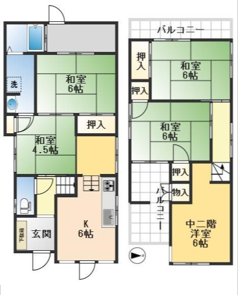 豊中市箕輪1丁目　中古戸建の間取り