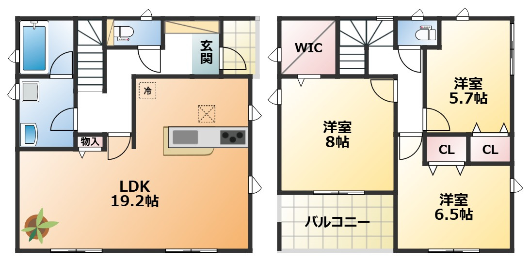 CRADLEGARDEN宇都宮市清原台第7の間取り|南向きで陽当たりの良い間取りです