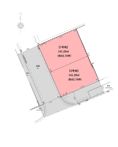 山寺町の土地図|分筆案は計画中につき、面積に変動が生じる可能性がございます。