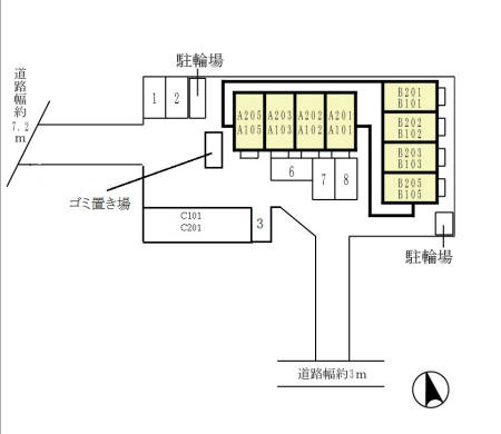 セジュールシャトレーA棟の区画図