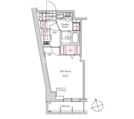 港区芝１丁目の賃貸マンションの間取り