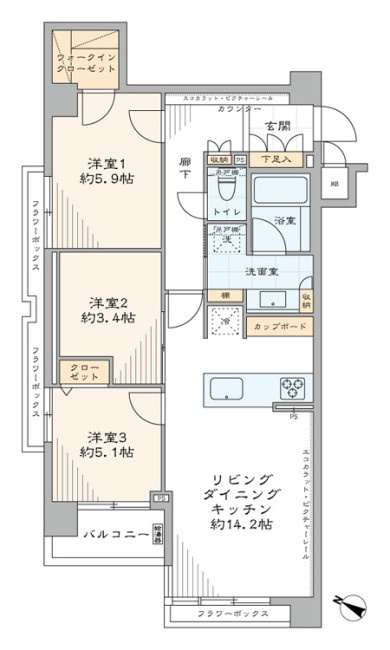 チサンマンション千石の間取り|チサンマンション千石：南西向き角部屋の３ＬＤＫエアコン付きリノベーション物件は住設備も充実！