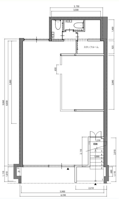 木屋町松原店舗の間取り
