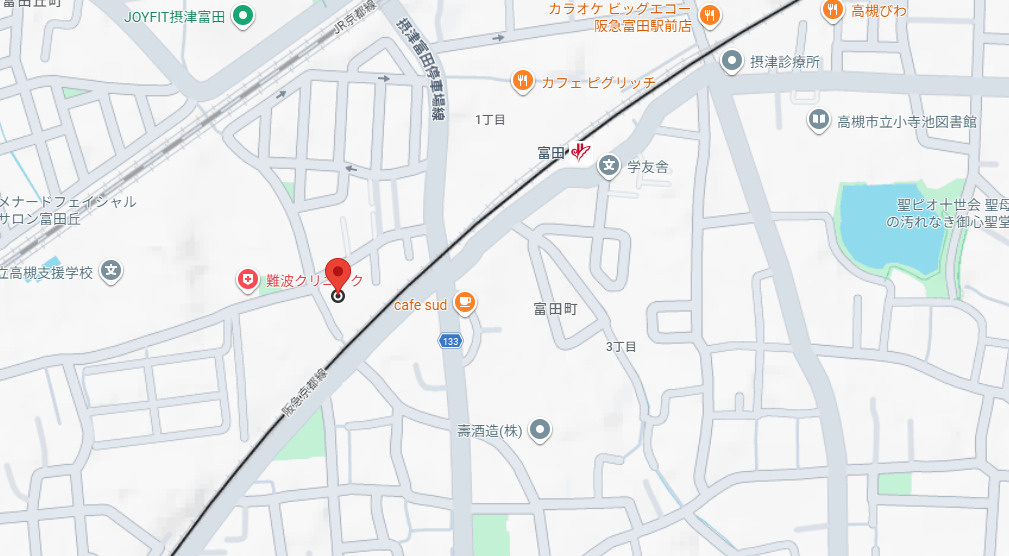 高槻市富田町１丁目の賃貸マンションの地図