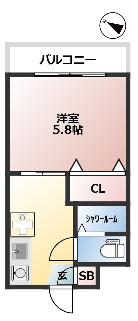 カスタム桜新町　ペット相談　駅近5分　シャワールームの間取り