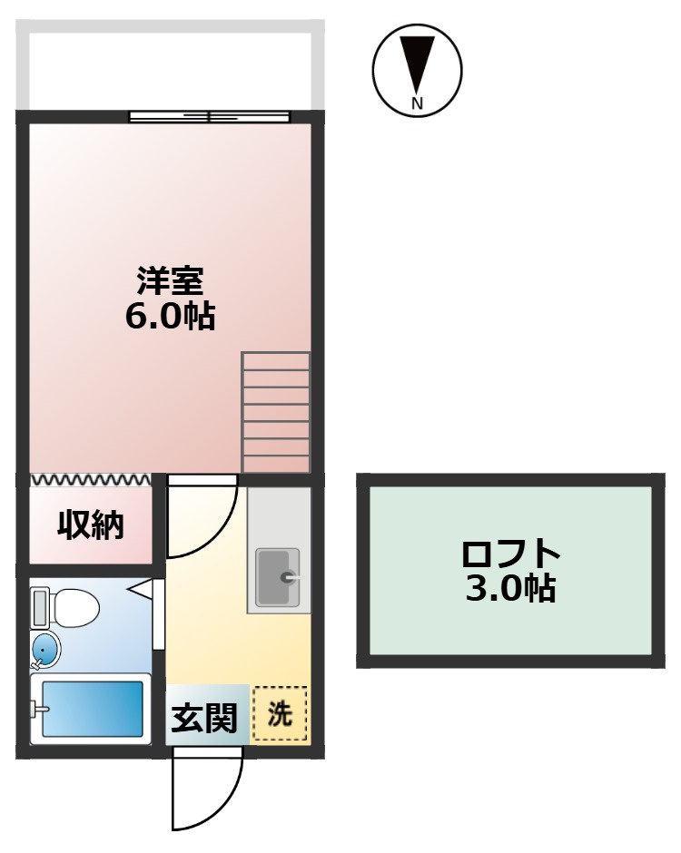 プランタンヨダ　南向き　ロフト　最上階の間取り