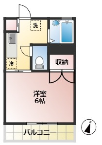 パークサイド駒沢A棟　南向き　バストイレ別の間取り