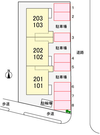 ソレアード緑ヶ丘の区画図|駐車場