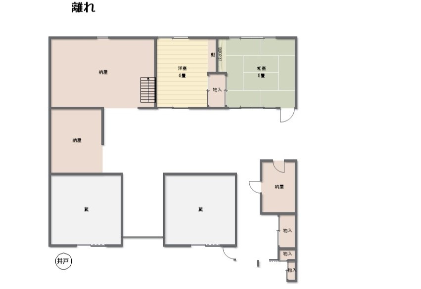 津山市材木町　古民家＋離れ　９Kの間取り|離れ