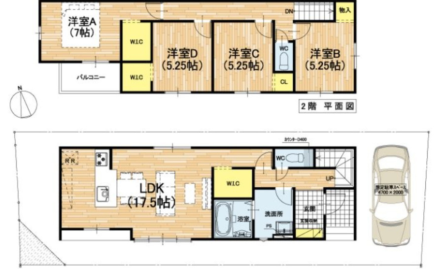 藤阪元町三丁目新築戸建ての間取り