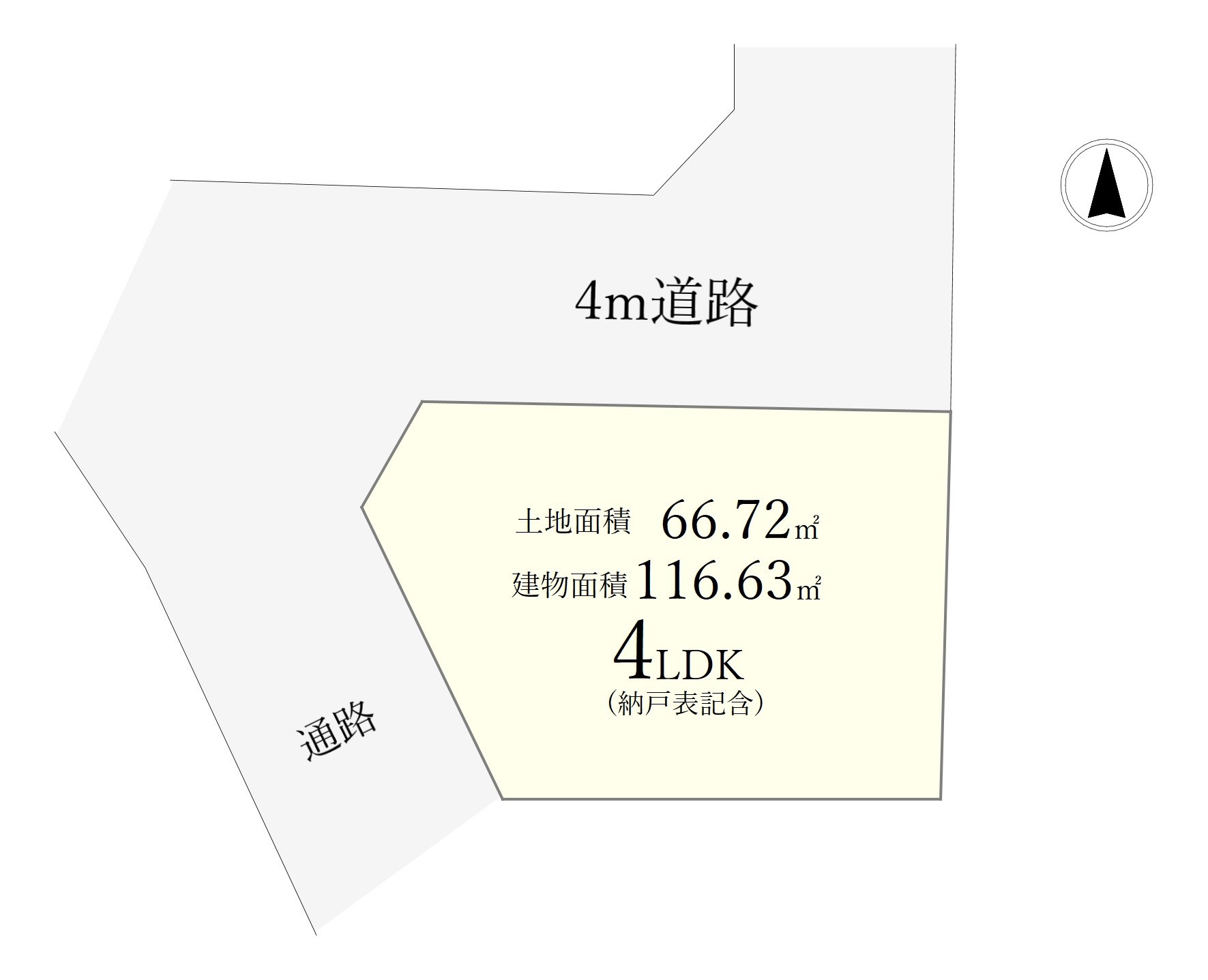 板橋区徳丸6丁目 限定1棟の区画図|土地面積66.72m2、建物面積116.63m2 開放感あふれる角地に誕生します
～光と風を享受する心地よい立地～