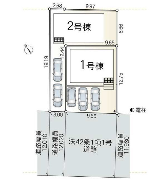 秦野市富士見町第4　新築戸建　全2棟1号棟の区画図