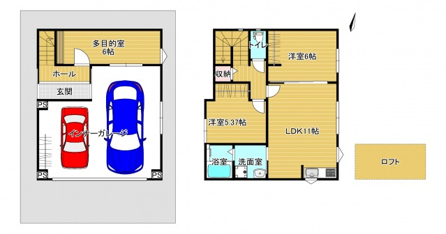 【間取り】 | ビルトインガレージ高柳西町デザイナーズ戸建賃貸