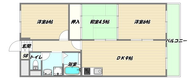 大阪市東淀川区豊里６丁目の賃貸マンションの間取り