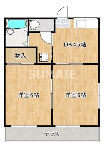 第一河村ハイツの間取り|２面採光２DKのお部屋☆
