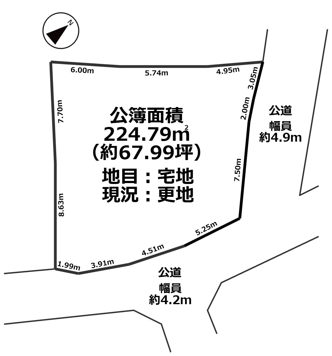 敦賀市長谷67坪売地の土地図