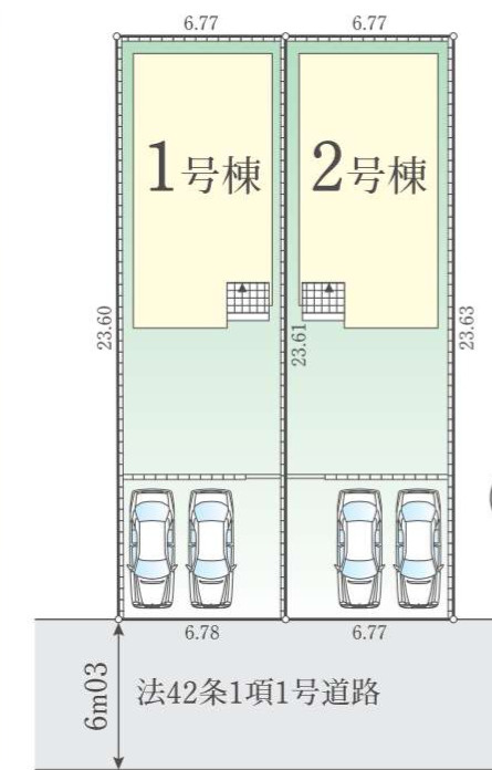川越市稲荷町1期　2号棟の区画図
