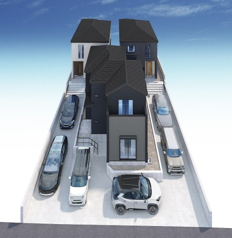 【外観パース】 | 藤沢市用田4期 新築戸建 全3棟 | 同施工会社の完成物件もご見学いただけます。
実際の建物をご覧いただけるため、完成後の暮らしをイメージしやすくなります。
※掲載の完成イメージパースは、実際の建物と異なる場合があります。