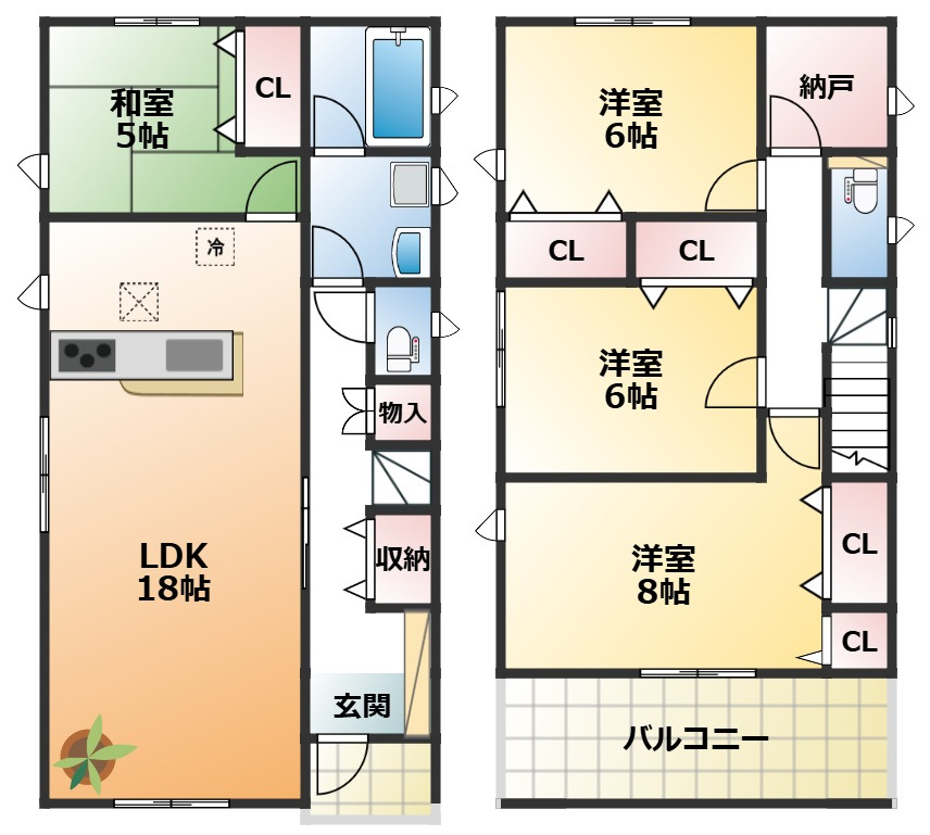 CRADLEGARDEN宇都宮市清原台第7の間取り|南向きで陽当たりの良い間取りです