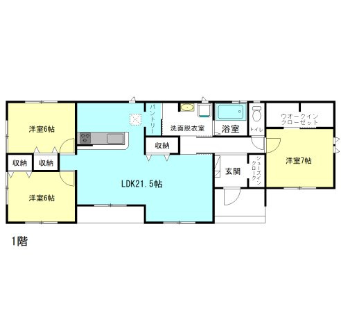 【間取り】 | ハートフルタウン前橋市朝倉町2丁目4ーA | リビングゆったり21.5帖！パントリー収納付き！