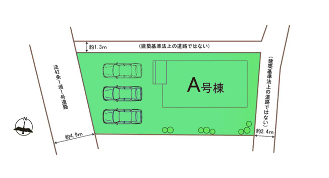 【区画図】 | ハートフルタウン高崎市小八木町14ーA | カースペースは並列3台駐車可能！