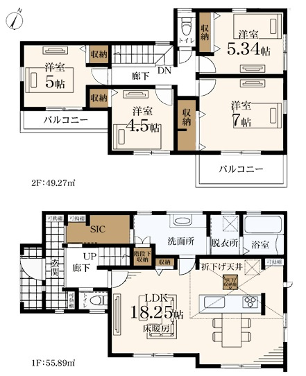 ワタシ的☆戸建にあったら嬉しい設備！TOP３のシューズインクローゼット・床暖房・並列できる駐車場！全部ある！憧れ物件◎しかも南東向きでめちゃくちゃ明るいんだなあ。な【青葉区大場町新築戸建】の間取り