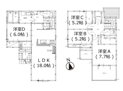 【間取り】 | 福岡市南区柳河内1丁目5期　5号棟（全2棟）【仲介手数料無料・0円】 | 平日、土日祝日もお好きな日時にご見学可能です。お気軽にお問合せ下さい。