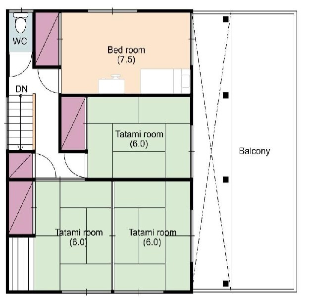 下野市石橋　中古住宅＋車庫の間取り