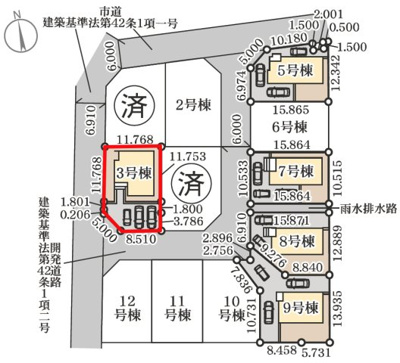 【区画図】 | Livele Garden.S　大森第10　３号棟 | 駐車スペース3台