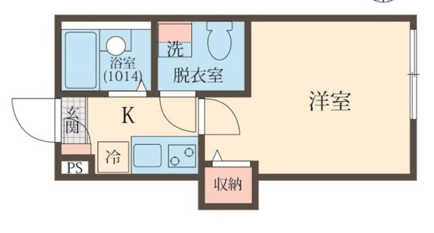 キャトル梅屋敷の間取り|コンパクトですが使いやすい1Kバストイレ別！