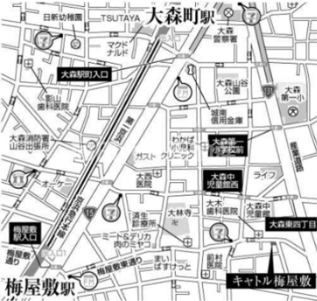 キャトル梅屋敷の地図