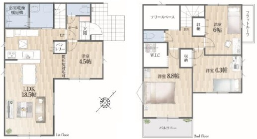 北足立郡伊奈町1期　全2棟の間取り