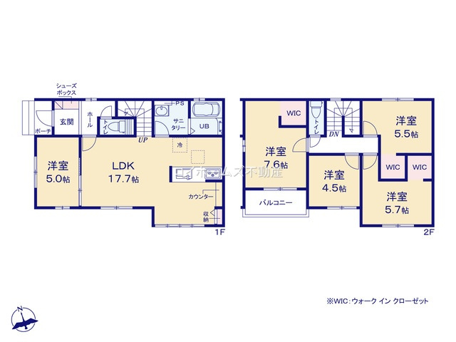 【間取り】 | 名古屋市中川区万場１丁目1603『仲介料無料』新築戸建て | 1号棟