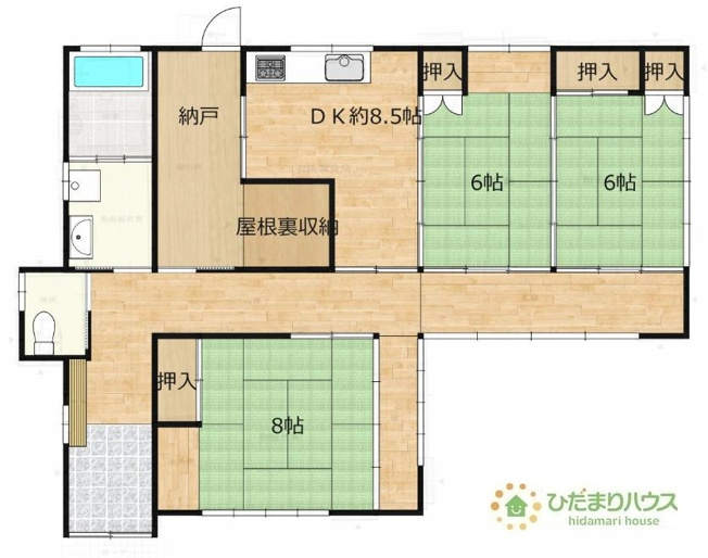 【間取り】 | つくばみらい市谷井田　中古戸建 | 大容量の納戸付きで収納充実の間取り。