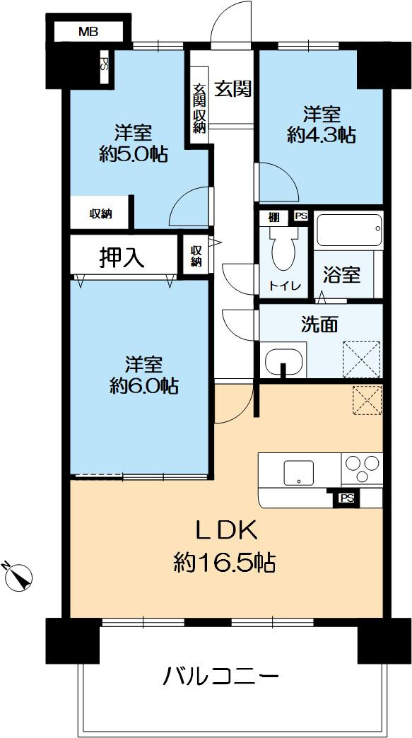 RICウエストコート４番街東棟の間取り|63.76㎡ 3LDKのお部屋です。
室内リフォームされており大変綺麗です。
お問い合わせお待ちしております。