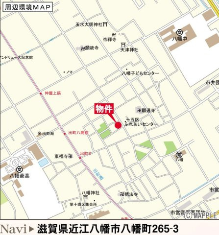 近江八幡市八幡町の地図