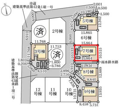 【区画図】 | Livele Garden.S　大森第10　7号棟 | 駐車スペース2台