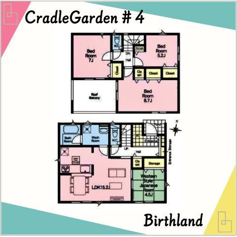 新築戸建・新築建売　佐野市植下町第8　植野小学校・南中学校の間取り|【4号棟】玄関収納充実◎シューズクロークやクローゼット・玄関収納で玄関先をいつでもすっきり◎