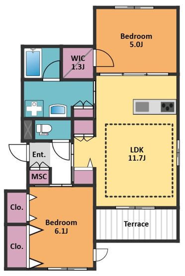 【間取り】 | パークイースト | 2LDK　南向きの明るいお部屋です