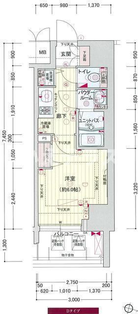 プレサンス三宮エレガンシアの間取り