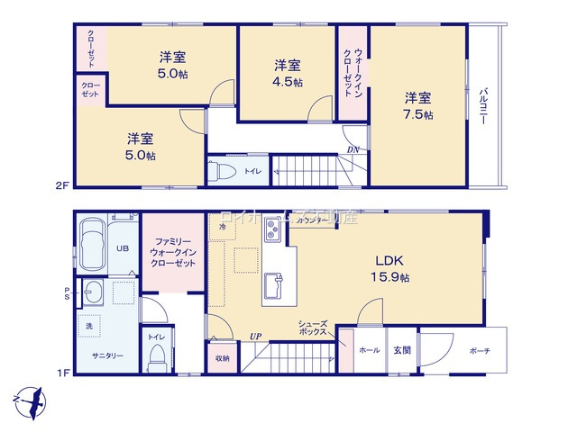 【間取り】 | 名古屋市瑞穂区中根町５丁目16-7『仲介料無料』新築戸建て | 1号棟
