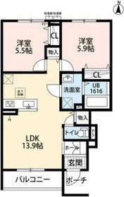 【間取り】 | レスポワール　E　富木