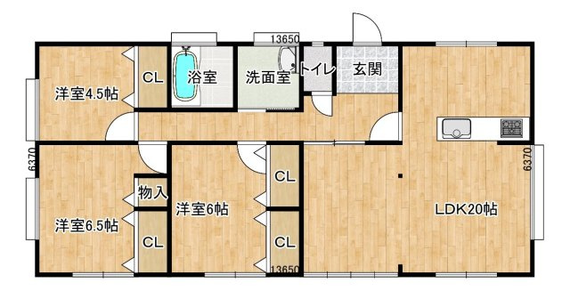 いわき市錦町中迎二丁目　中古平屋中古住宅　3LDK 陽当り良好 不動産プラスの間取り