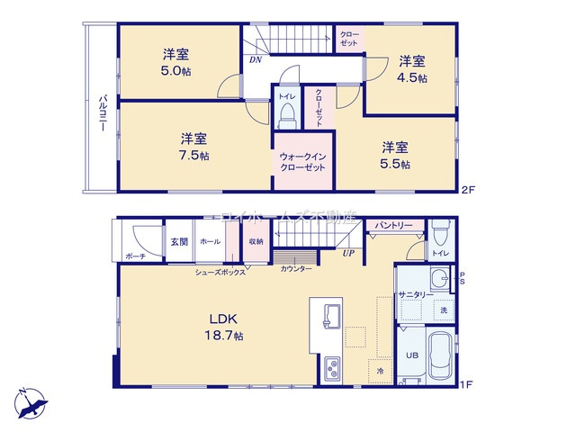 【間取り】 | 清須市西枇杷島町上新51『仲介料無料』新築戸建て | 1号棟