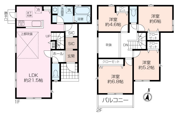釜利谷東7丁目新築戸建　『LDK約21.5帖』×『リビング吹抜』のある新築戸建の画像