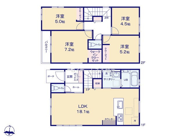 【間取り】 | 一宮市木曽川町黒田字野畔75『仲介料無料』新築戸建て | 2号棟