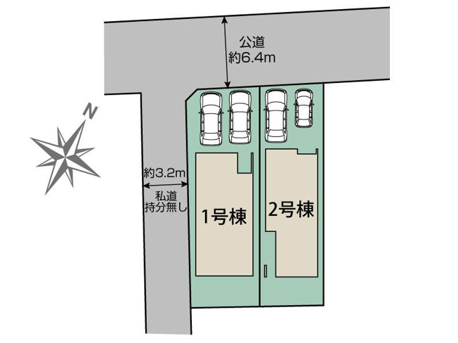 【区画図】 | 平塚市御殿１丁目　全２棟　新築住宅