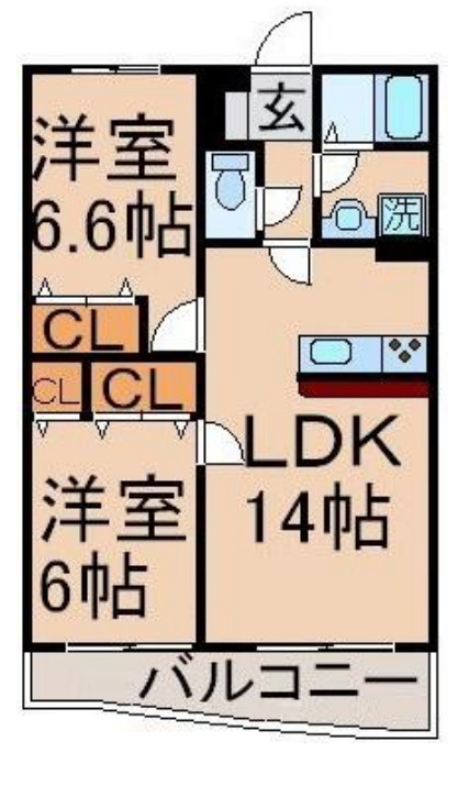 東大和市中央２丁目の賃貸マンションの間取り