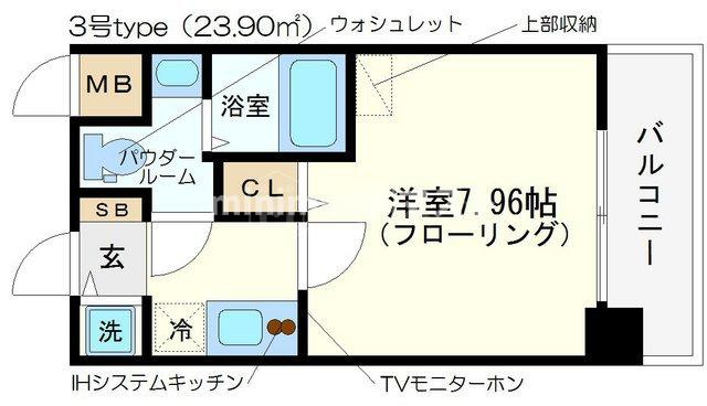 大阪市浪速区日本橋３丁目の賃貸マンションの間取り