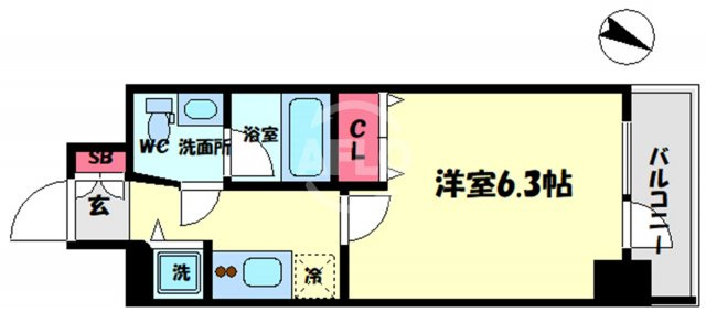 プライマル靭本町　明治小学校区の間取り|プライマル靭本町（旧 リンクハウス靭本町）　開放感ある間取り